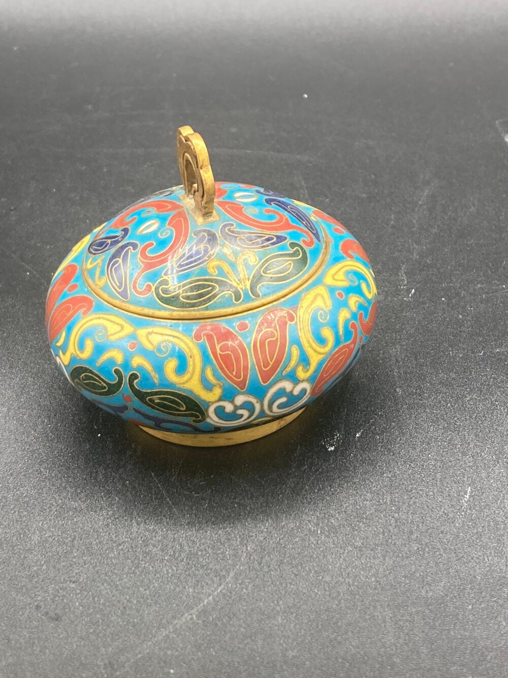 China Antique Fine cloisonne painted trinket pot / box